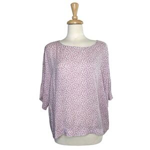 NWT SPACE 46 Boutique Lavender White Dolman Sleeve Boatneck Blouse Medium Purple